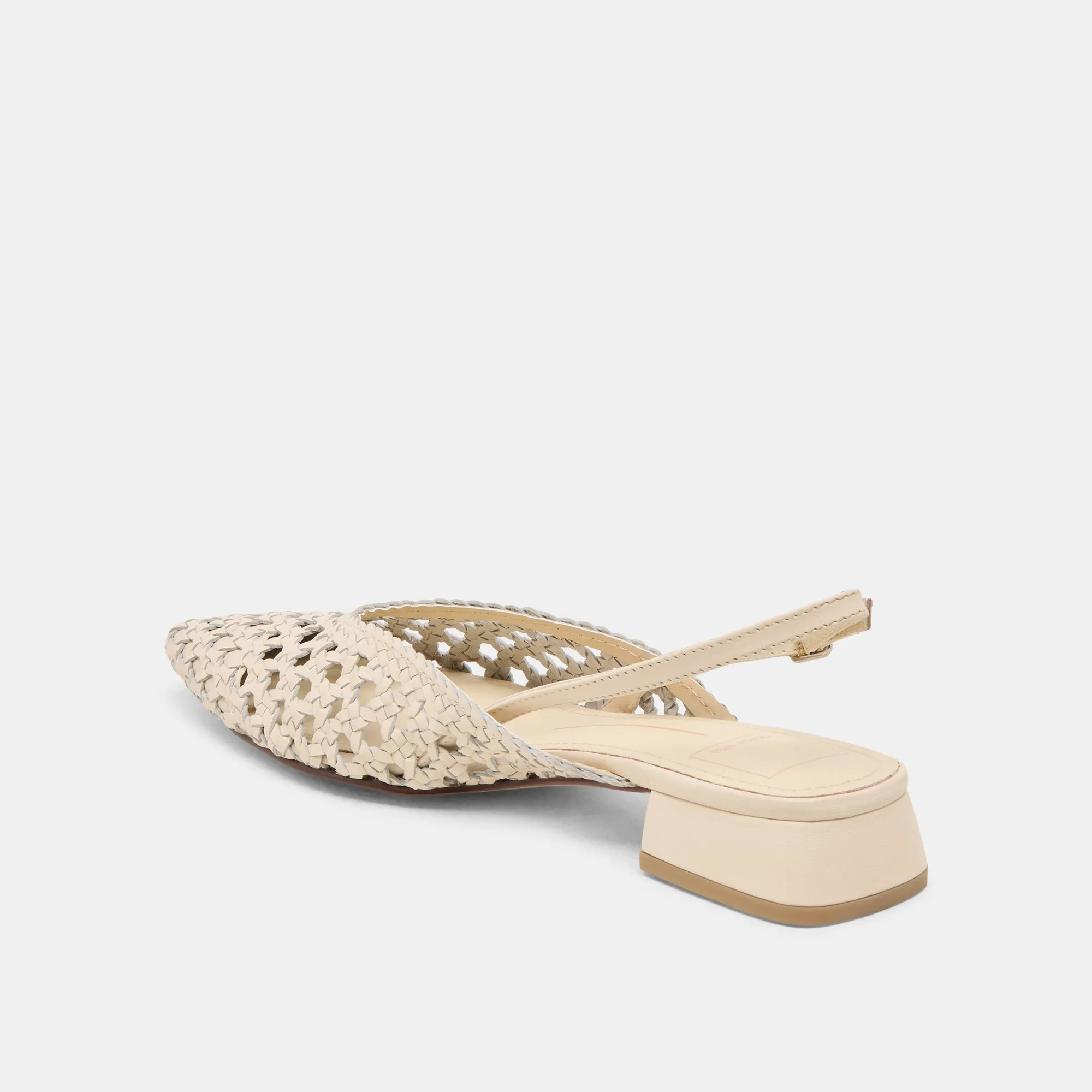 BIRDIE FLATS IN OFF-WHITE GEWEBTEM LEDER