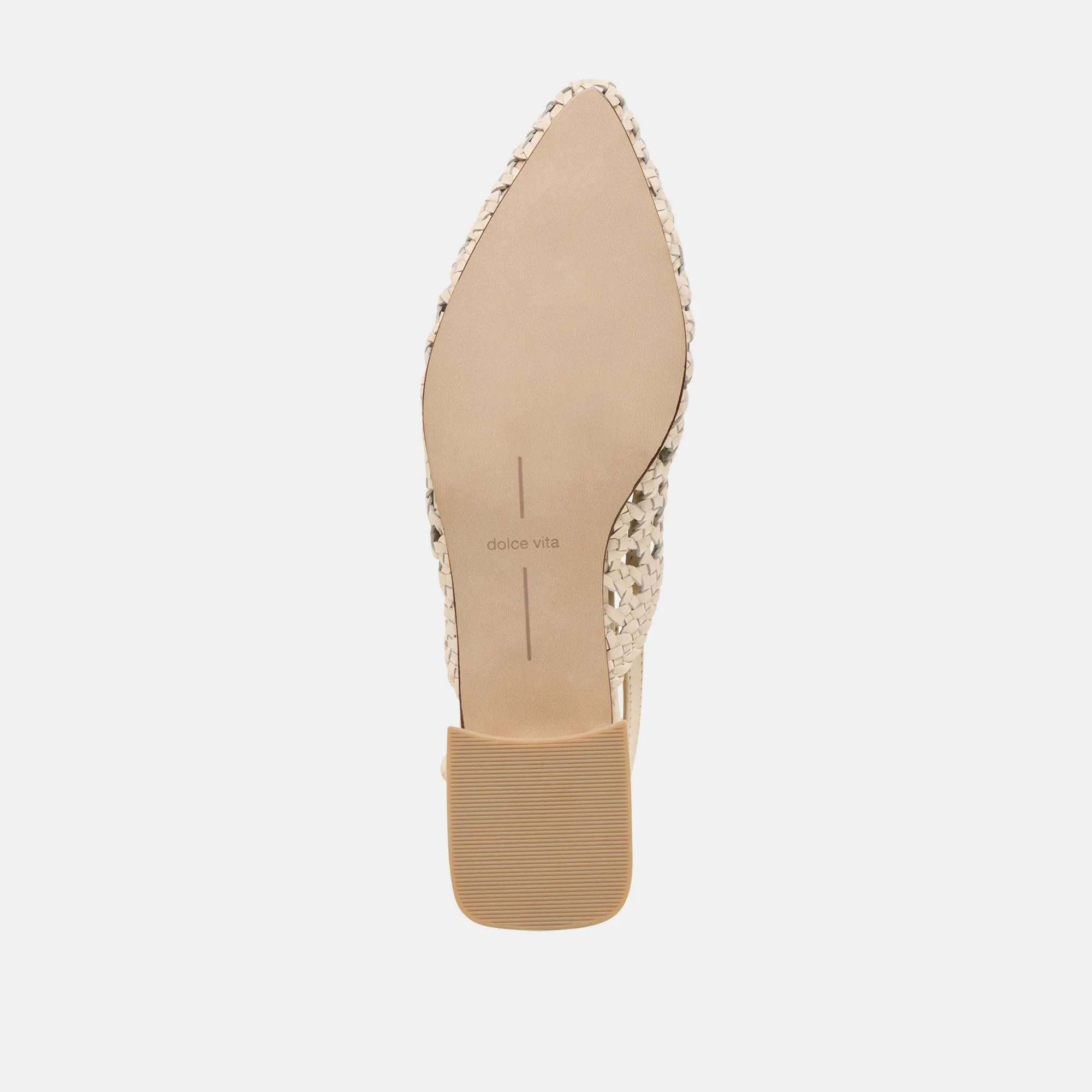 BIRDIE FLATS IN OFF-WHITE GEWEBTEM LEDER