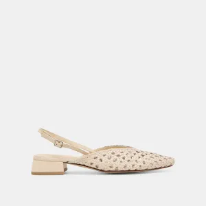 BIRDIE FLATS IN OFF-WHITE GEWEBTEM LEDER