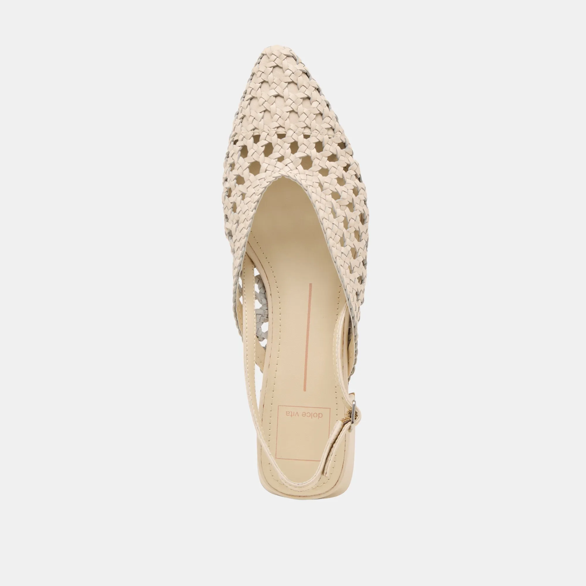 BIRDIE FLATS IN OFF-WHITE GEWEBTEM LEDER