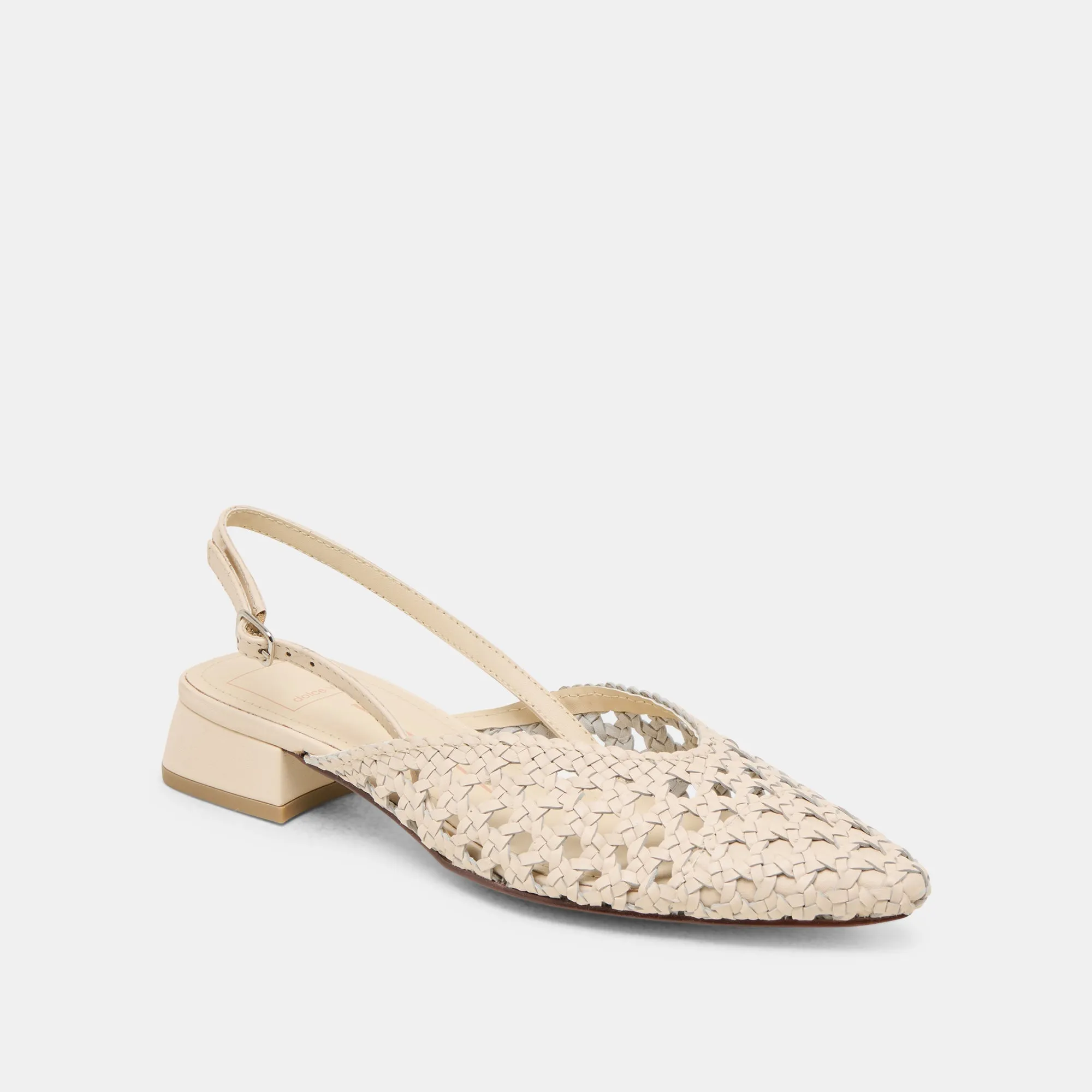 BIRDIE FLATS IN OFF-WHITE GEWEBTEM LEDER