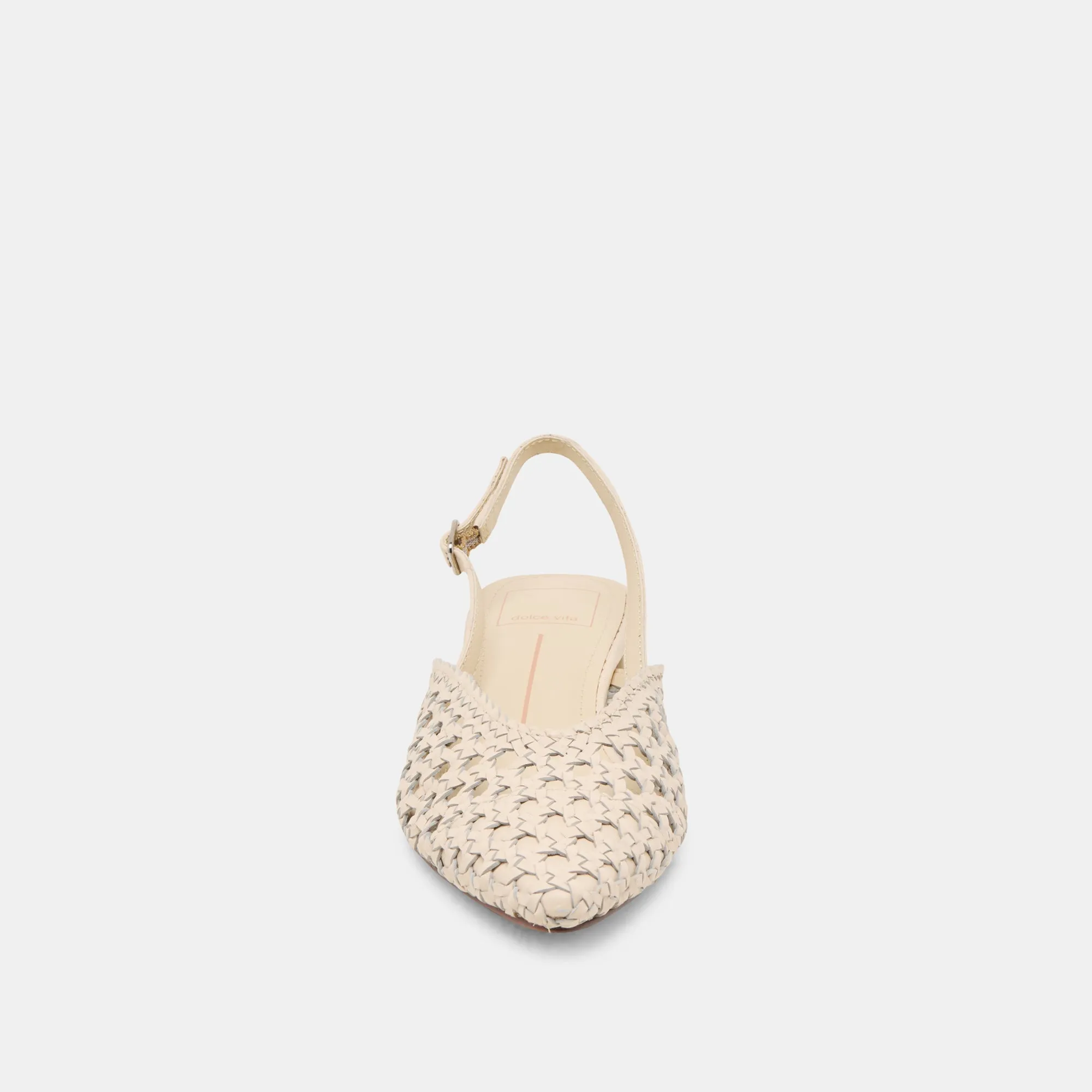 BIRDIE FLATS IN OFF-WHITE GEWEBTEM LEDER