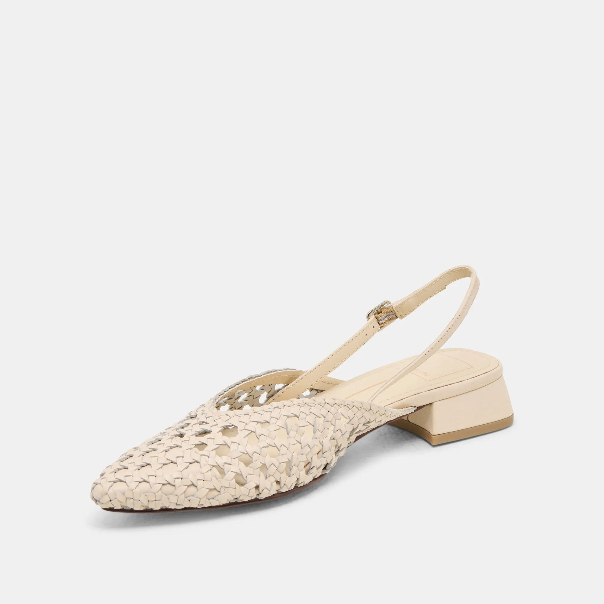BIRDIE FLATS IN OFF-WHITE GEWEBTEM LEDER