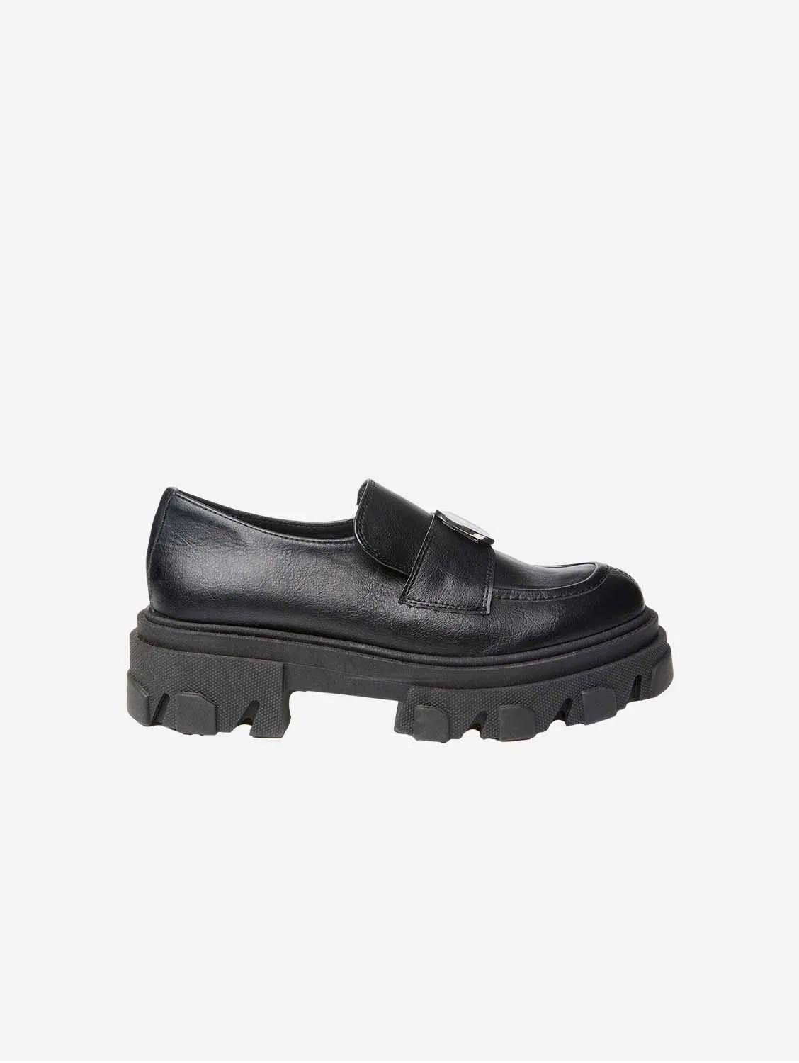 Blockige Vegane Traubenleder-Loafer | Schwarz