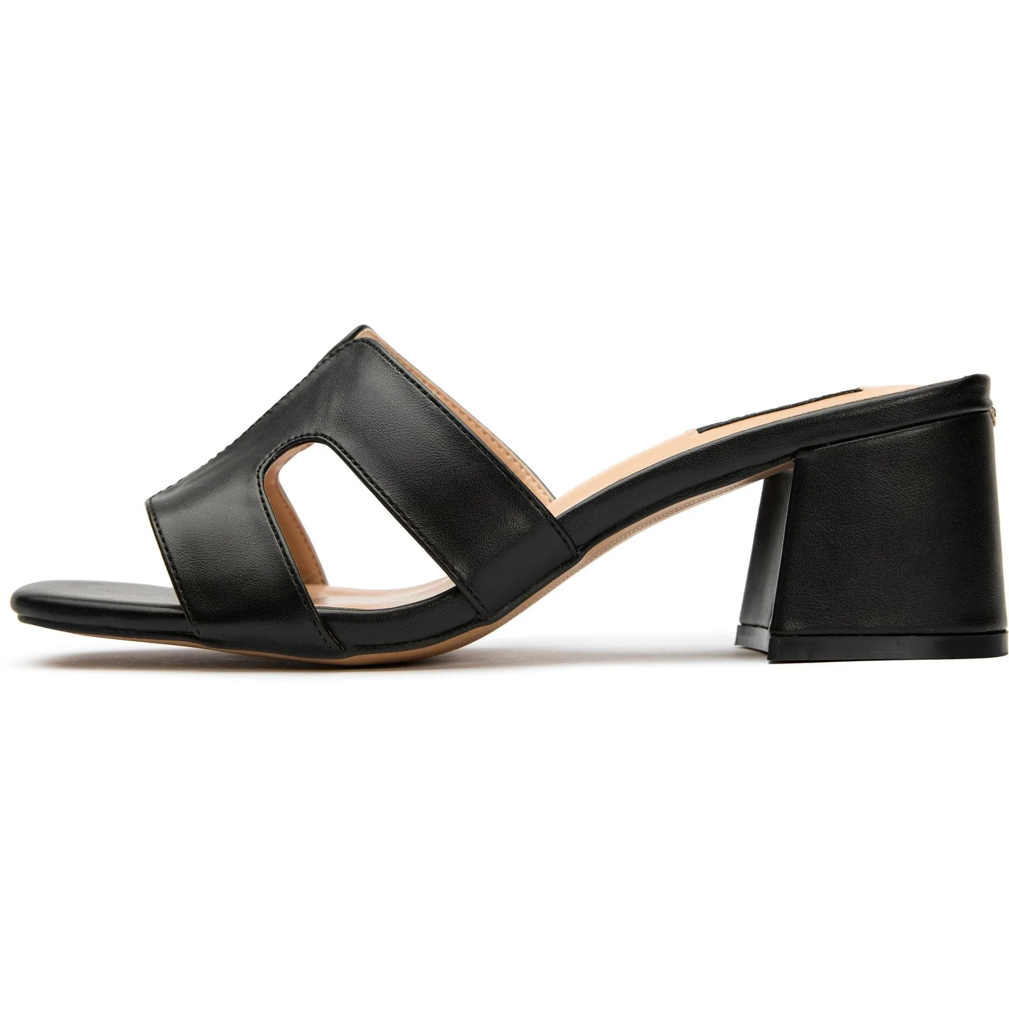 Bok Damen Vegan-Leder Mules mit Absatz | Schwarz
