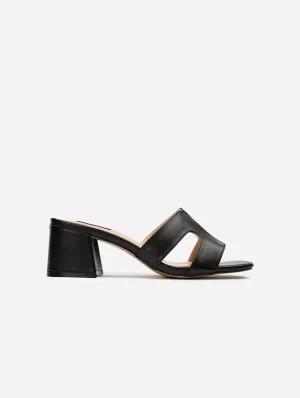 Bok Damen Vegan-Leder Mules mit Absatz | Schwarz