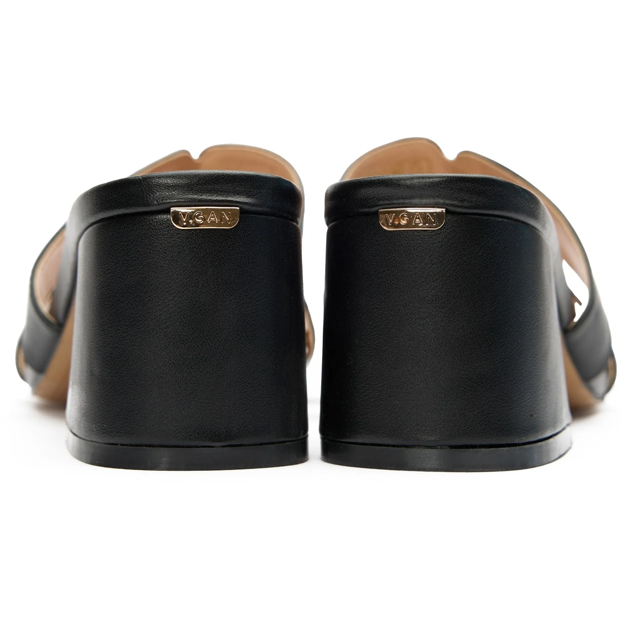 Bok Damen Vegan-Leder Mules mit Absatz | Schwarz