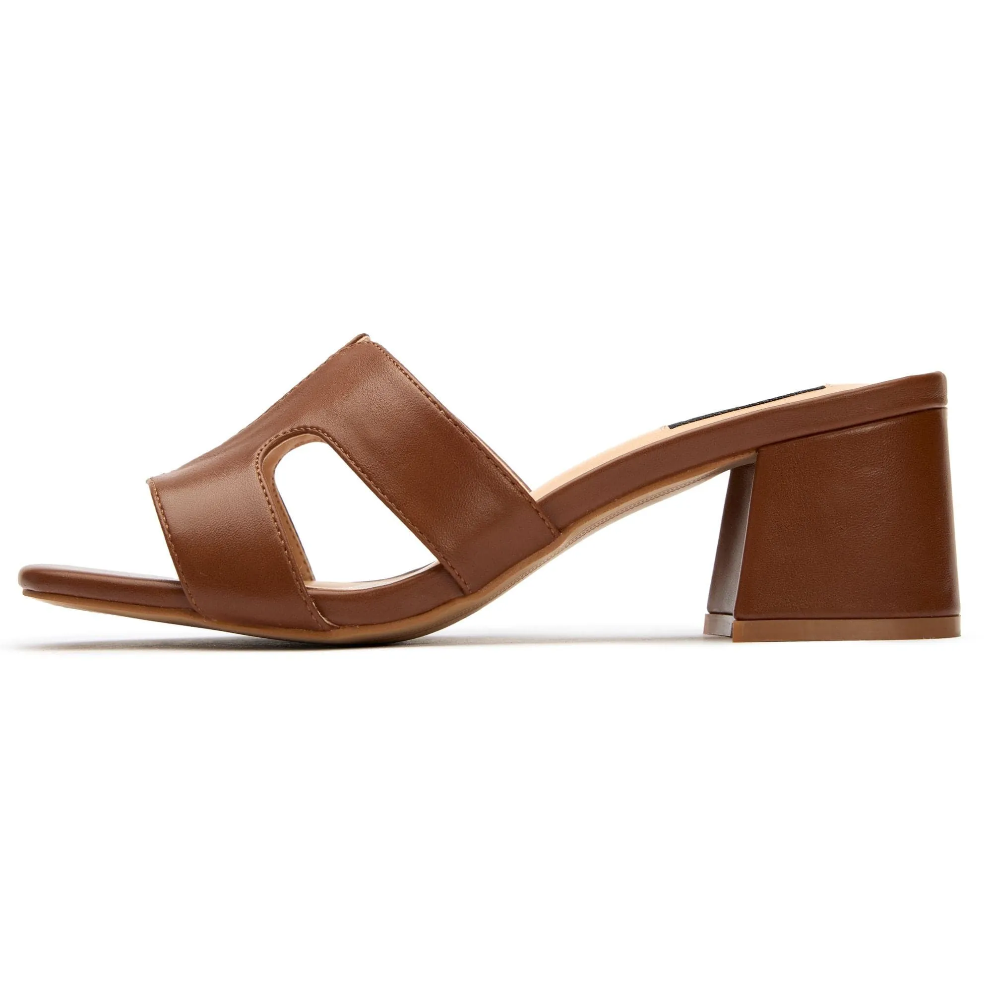 Bok Damen Vegan-Leder Mules mit Absatz | Hellbraun