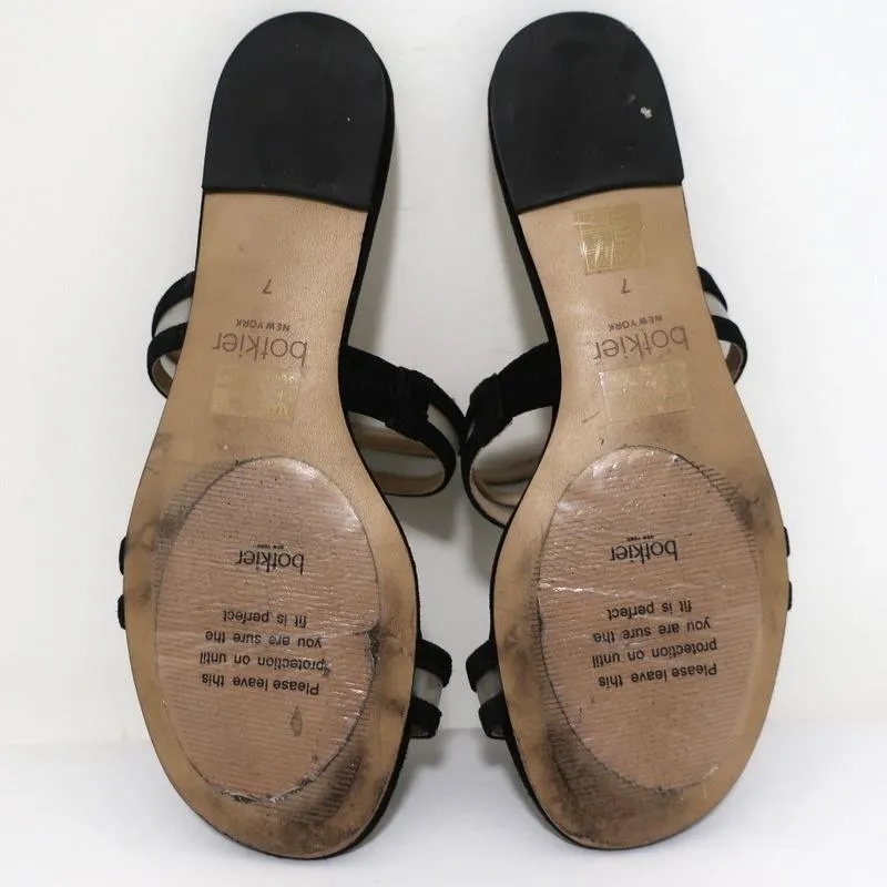 Botkier Maisie Flache Slides Sandalen Schwarz Wildleder & Klar PVC Größe 7