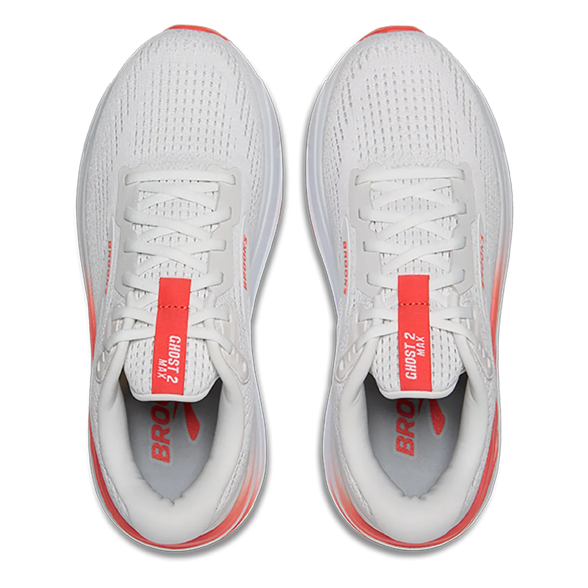 Brooks Ghost Max 2 - Weiß - Leuchtendes Korallenrot