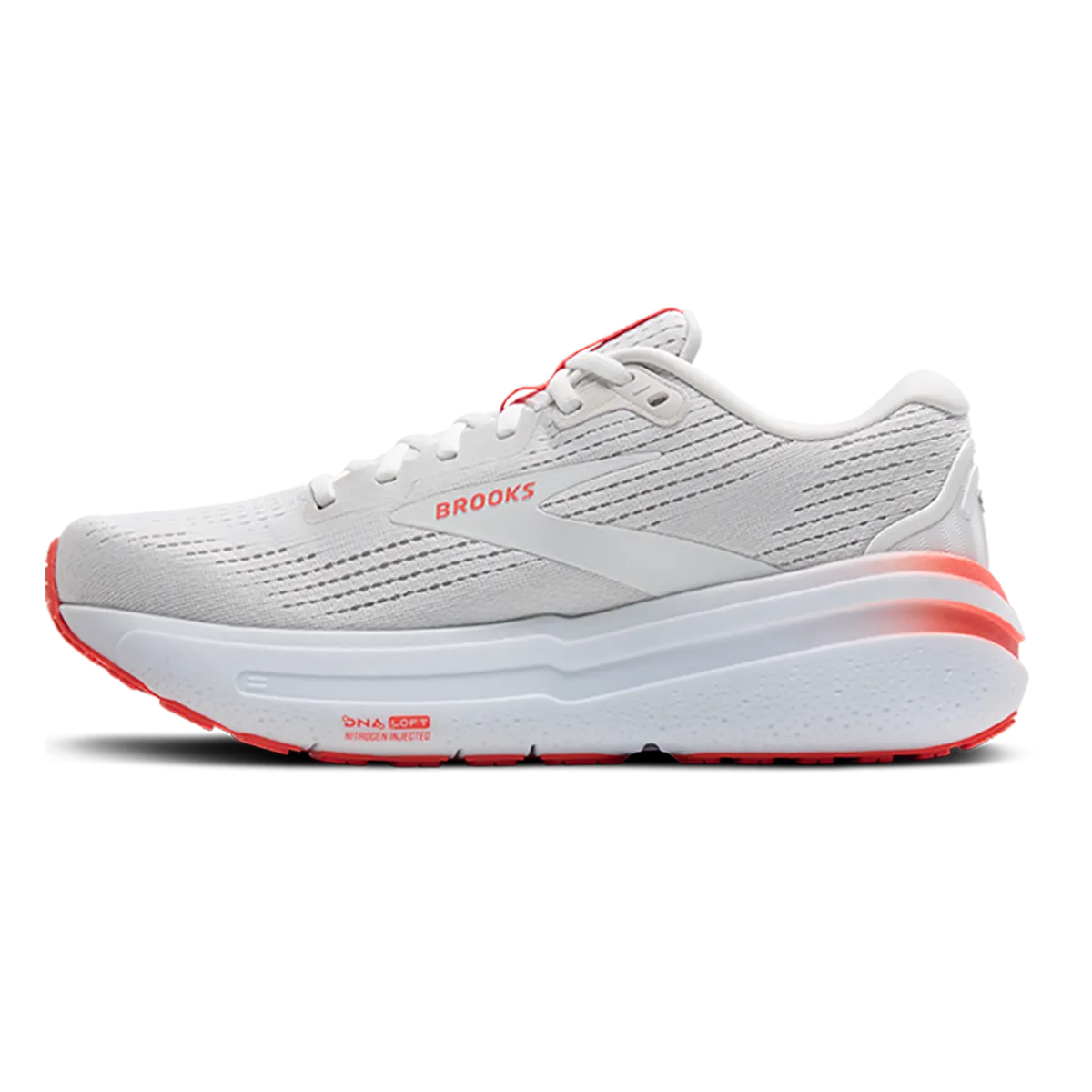 Brooks Ghost Max 2 - Weiß - Leuchtendes Korallenrot