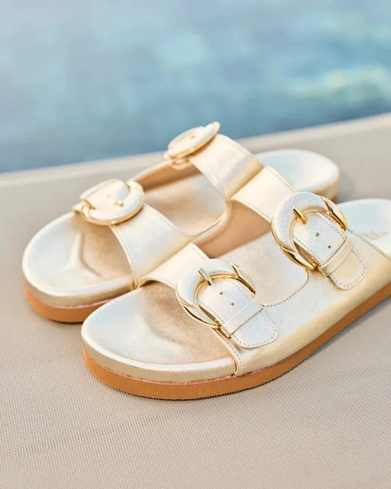 Camellia Vegane Leder Sandalen | Gold