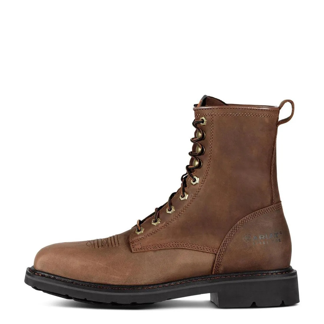 Cascade 8 Zoll Stahlkappen-Breitquadratzehen-Arbeitsstiefel Alamo Braun