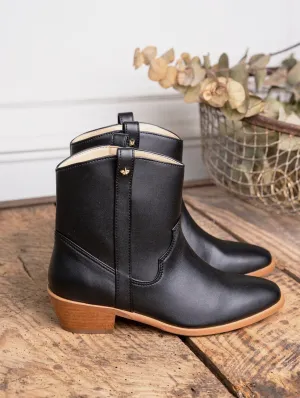 Centaur Vegan-Leder Western-Knöchelstiefel | Schwarz