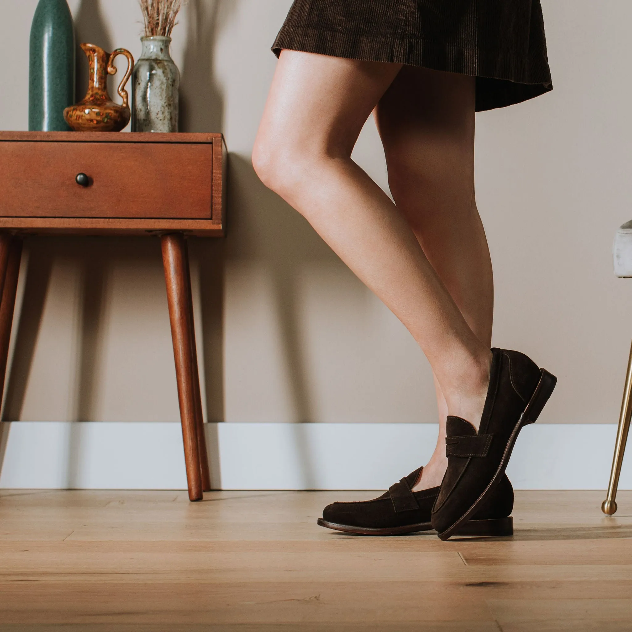 Clara Penny Loafer Espresso Wildleder