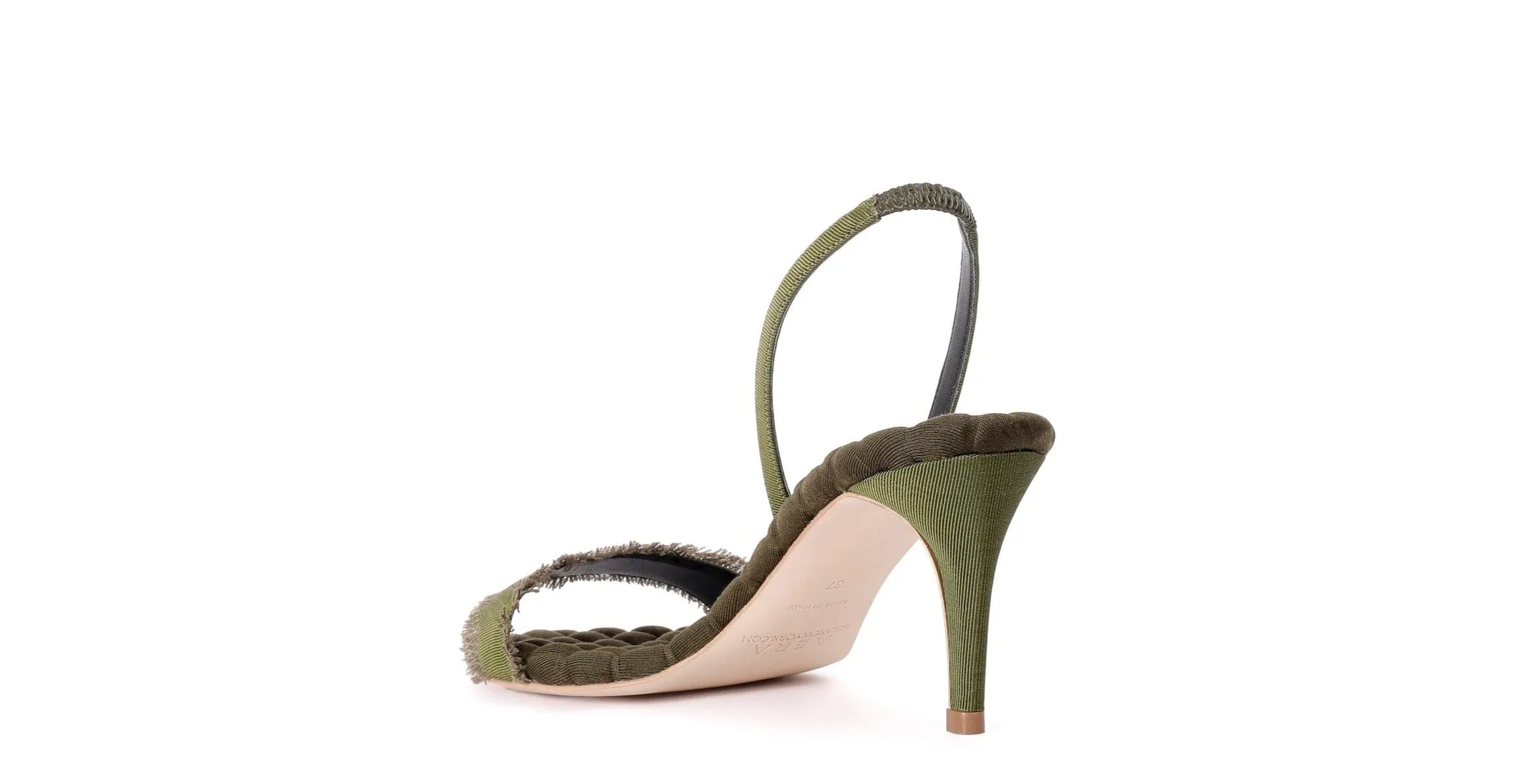 Claudia Vegan Baumwoll High-Heel Slingback Sandalen | Militärisches Grosgrain