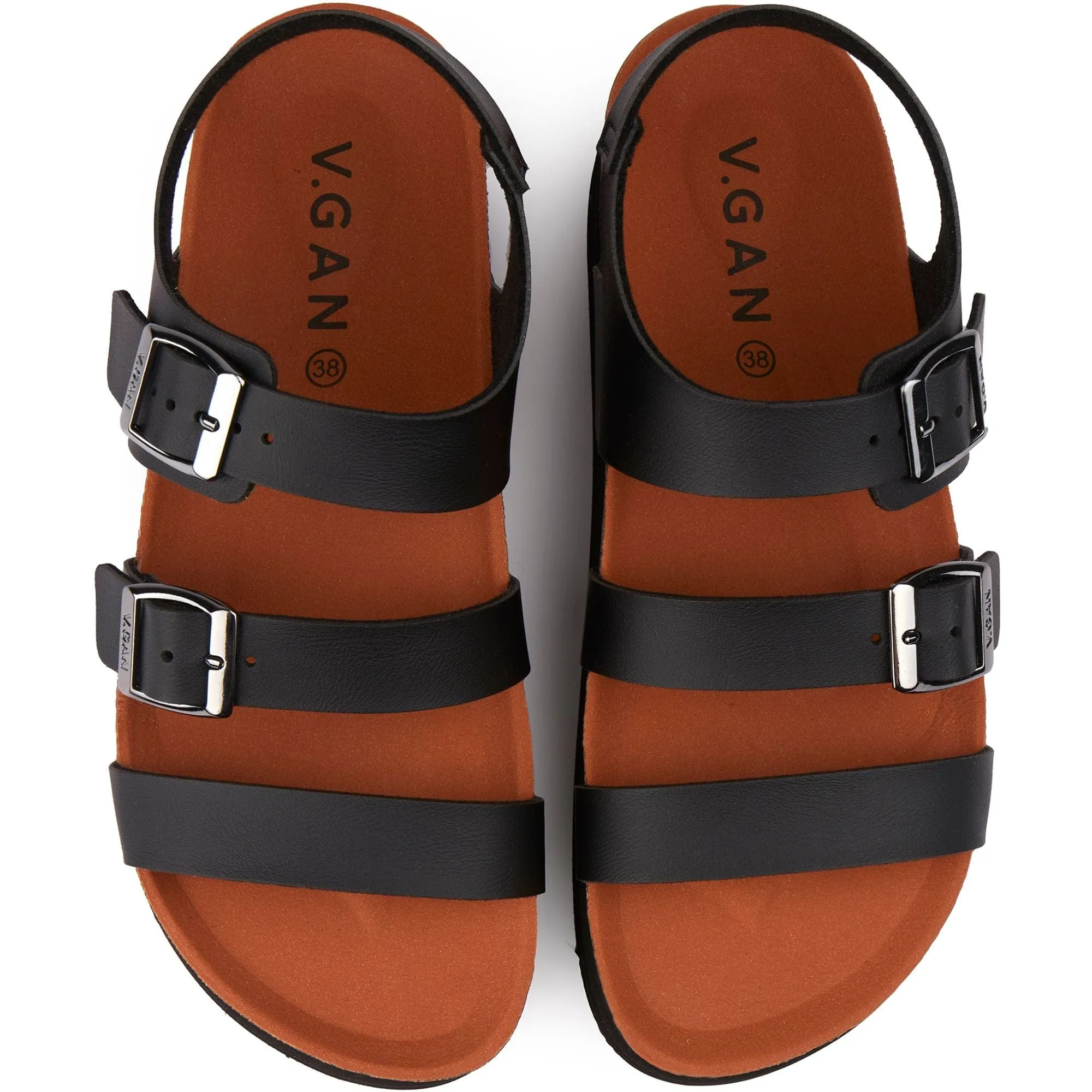 Clementine Damen-Sandalen mit veganem Fußbett | Schwarz