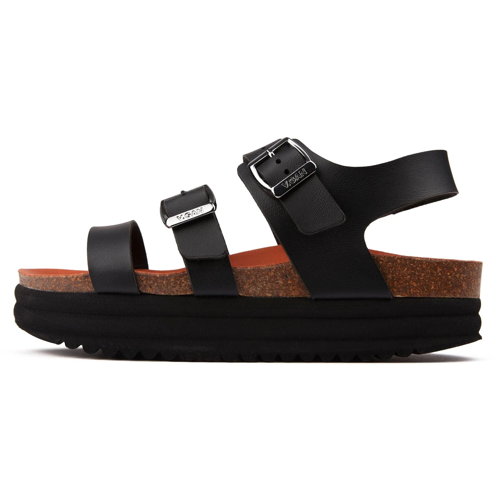 Clementine Damen-Sandalen mit veganem Fußbett | Schwarz