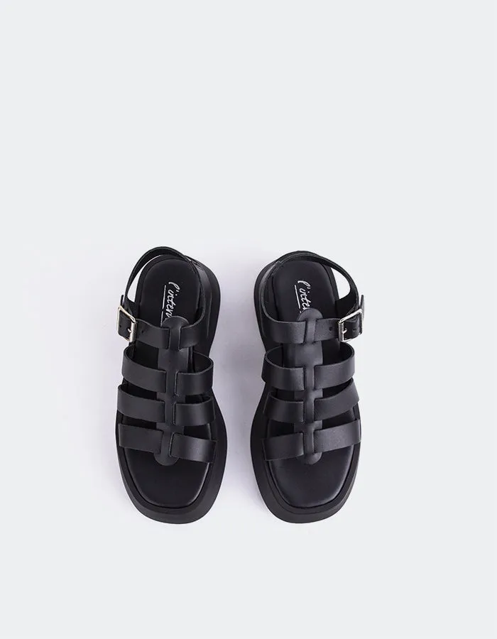 Selbstbewusstes schwarzes Leder