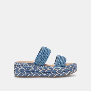 CORLA SANDALETTEN BLAU RAFFIA