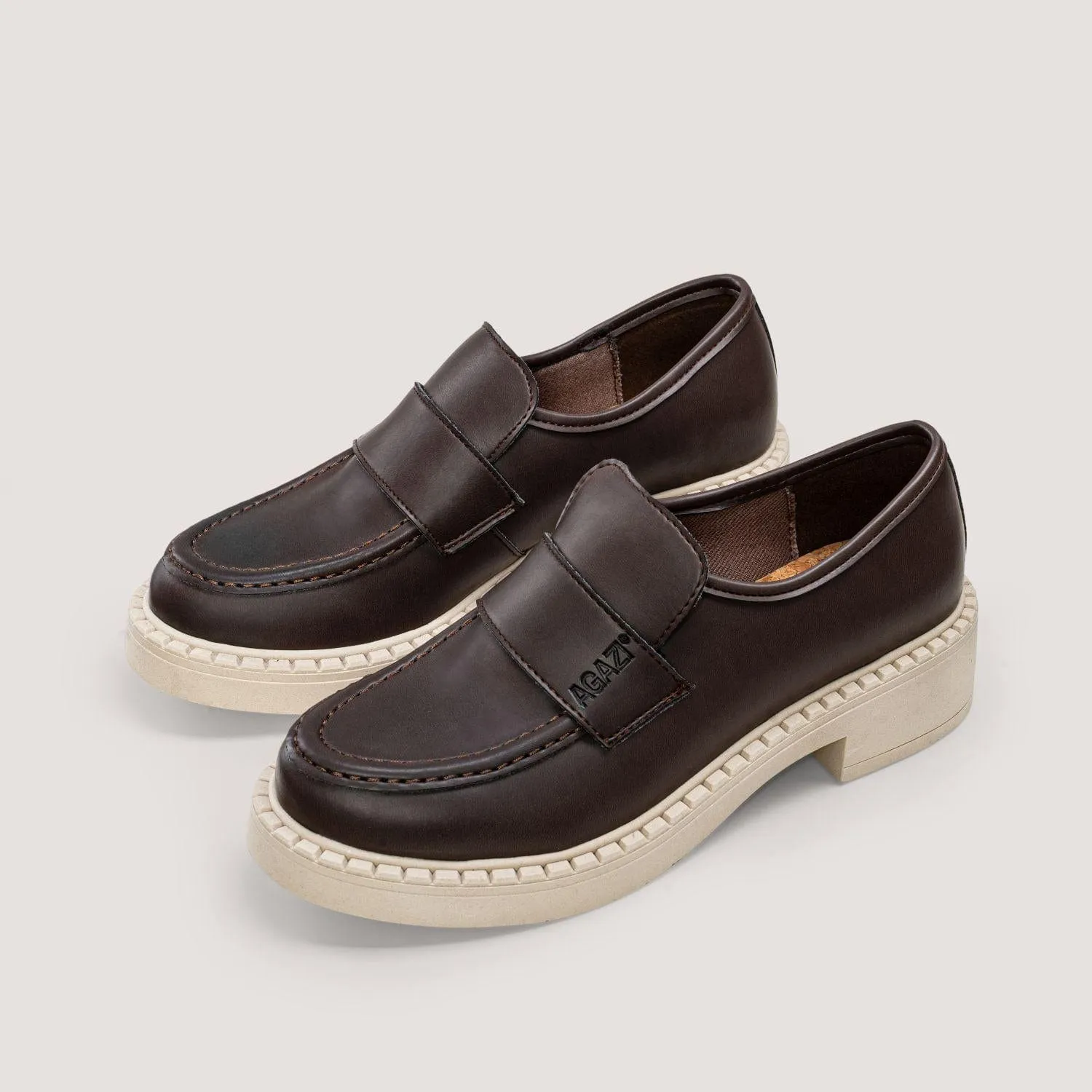 Diane Damen 3 in 1 Apfel-Leder Vegane Loafers | Schokolade & Heller Sohle
