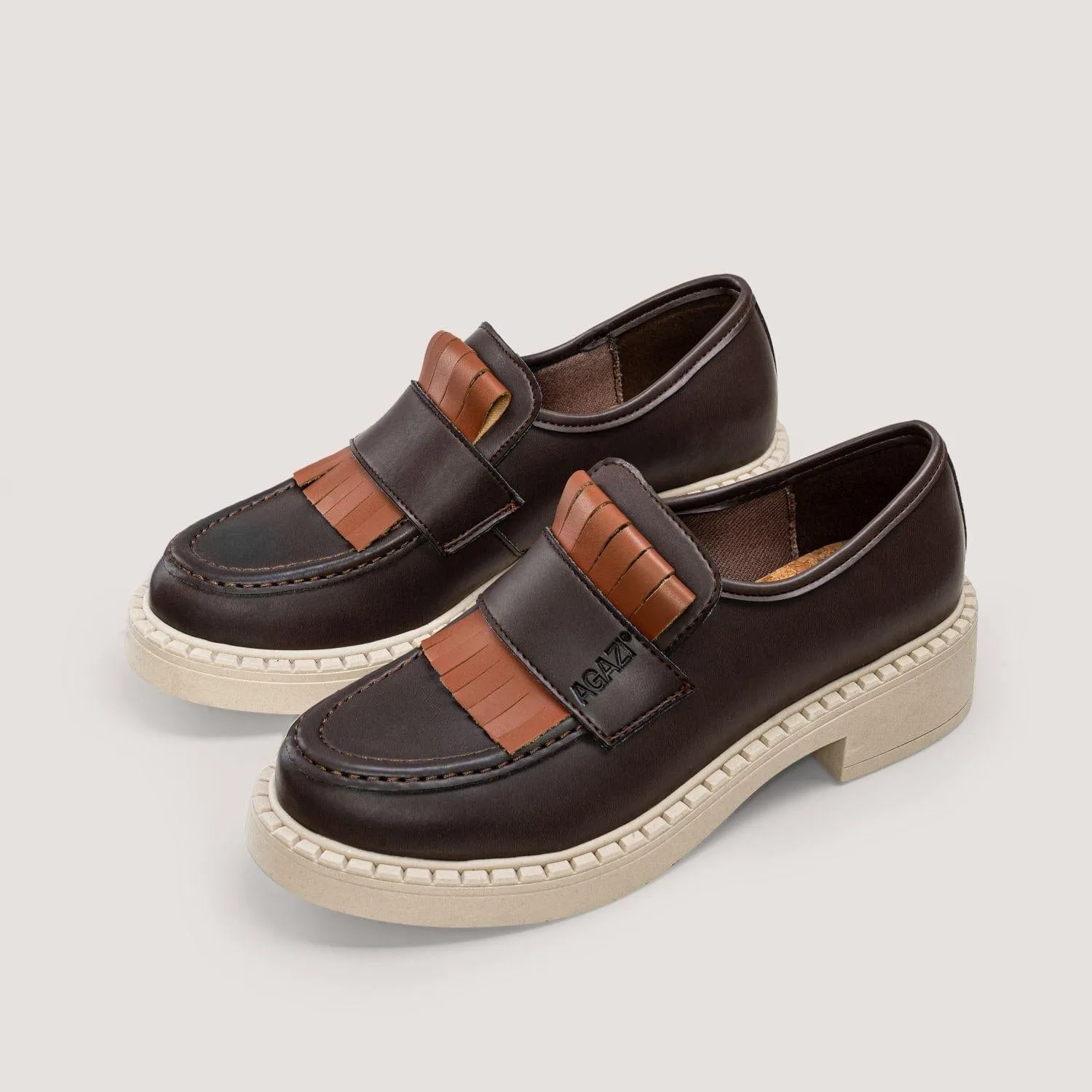 Diane Damen 3 in 1 Apfel-Leder Vegane Loafers | Schokolade & Heller Sohle