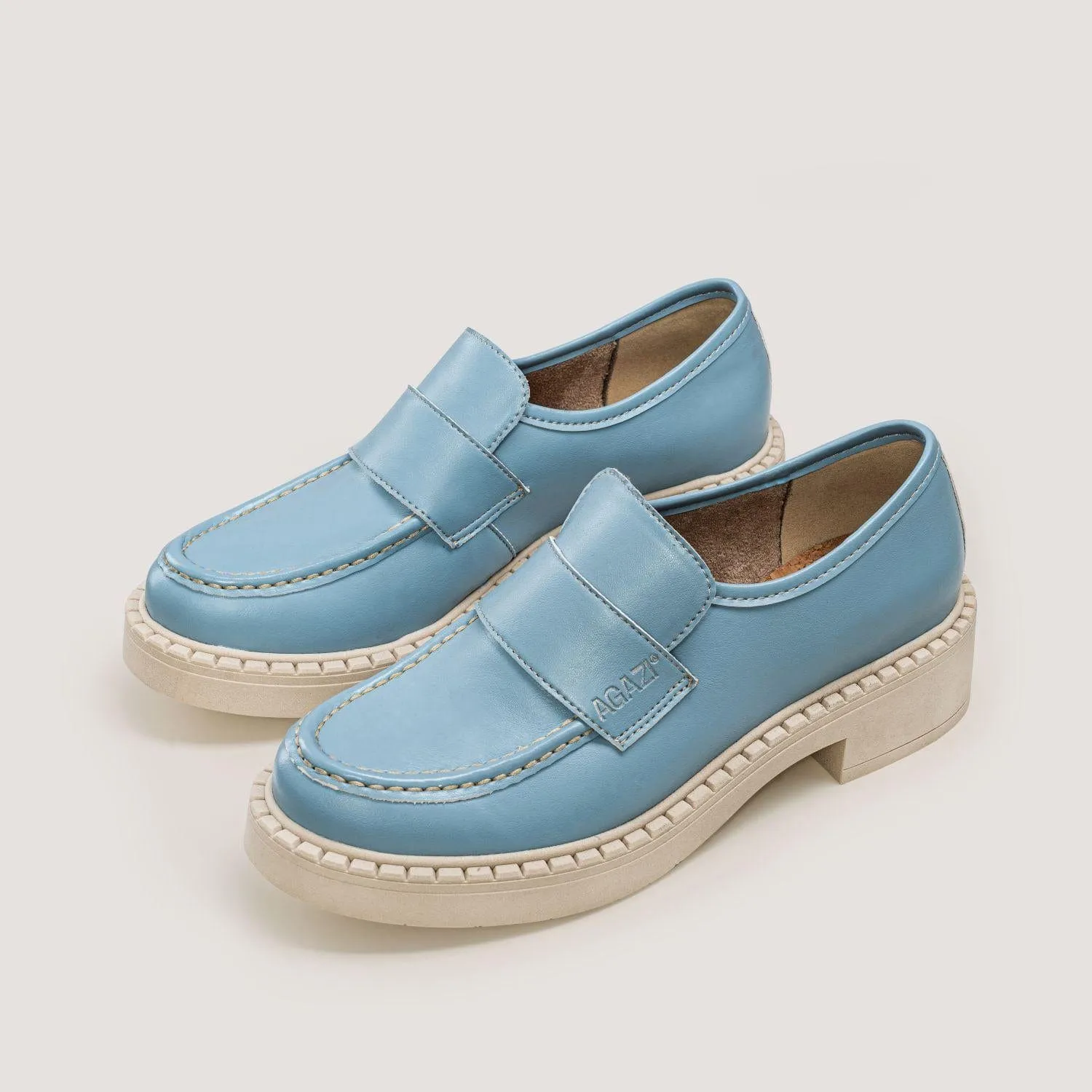 Diane Damen 3 in 1 Apfel-Leder Vegane Loafers | Himmelblau