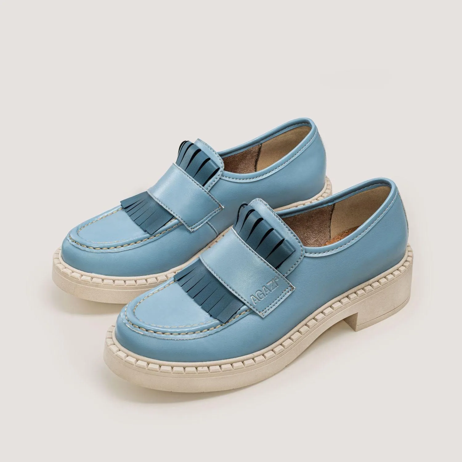 Diane Damen 3 in 1 Apfel-Leder Vegane Loafers | Himmelblau