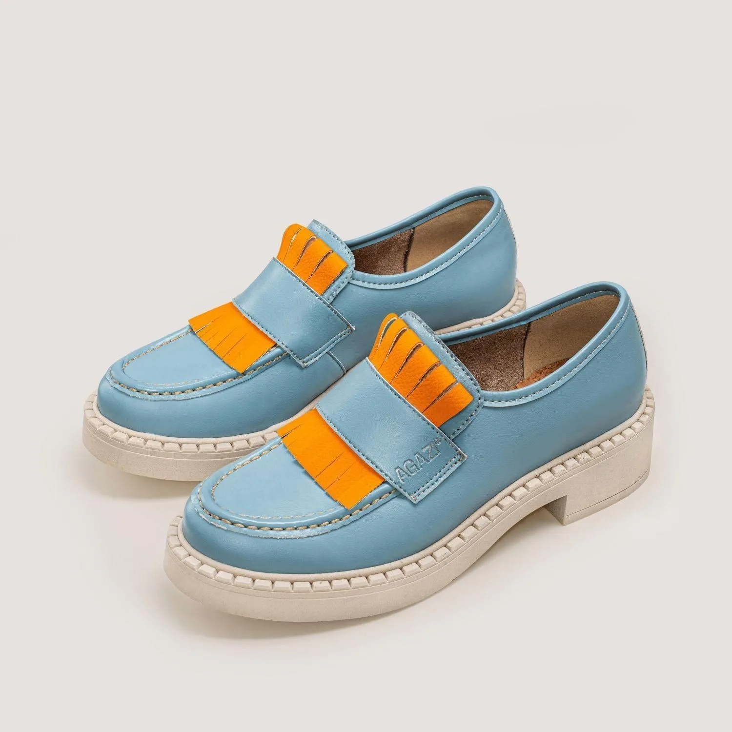 Diane Damen 3 in 1 Apfel-Leder Vegane Loafers | Himmelblau