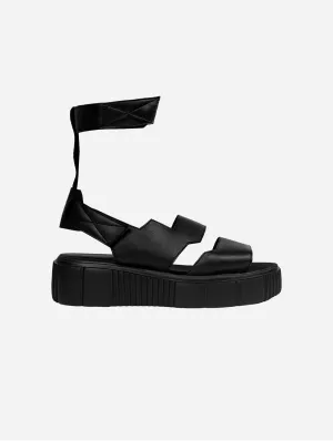 Trendige vegane Kaktusleder Desserto® Plateausandalen | Schwarz