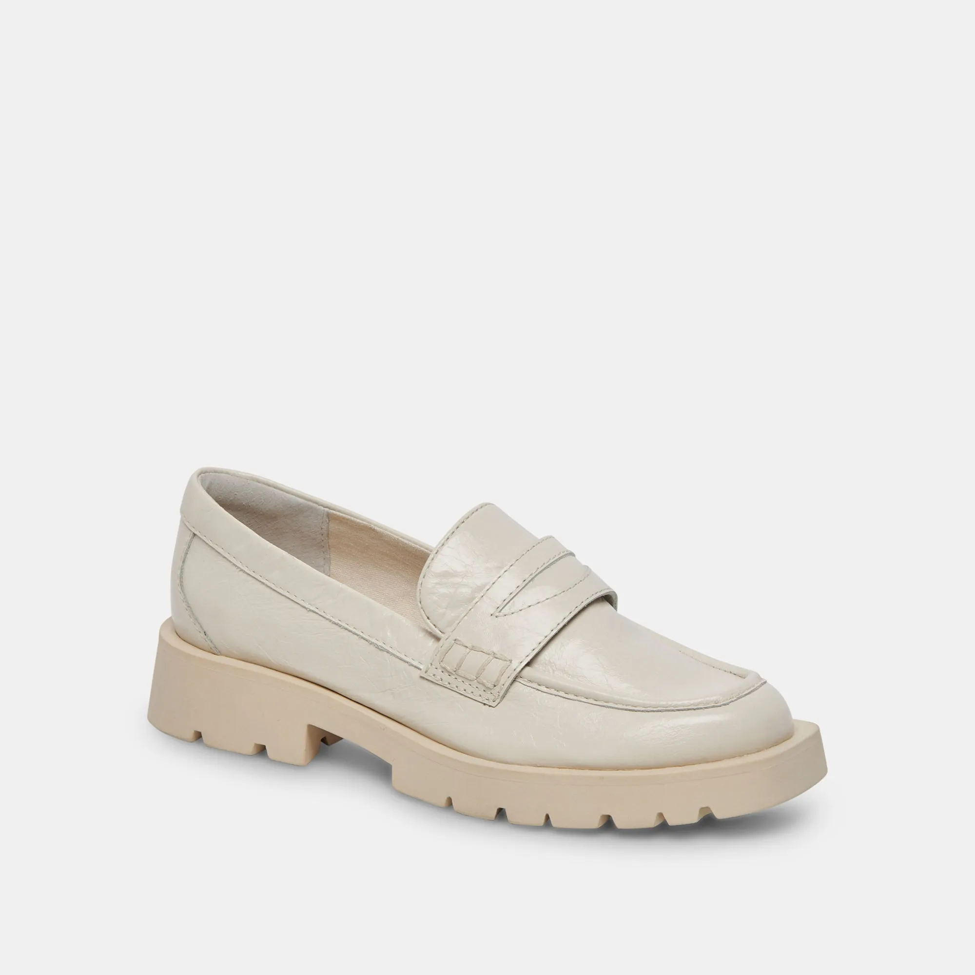 ELIAS FLATS IN OFF-WHITE MIT KRÄUSEL-EFFEKT UND HOCHGLANZ