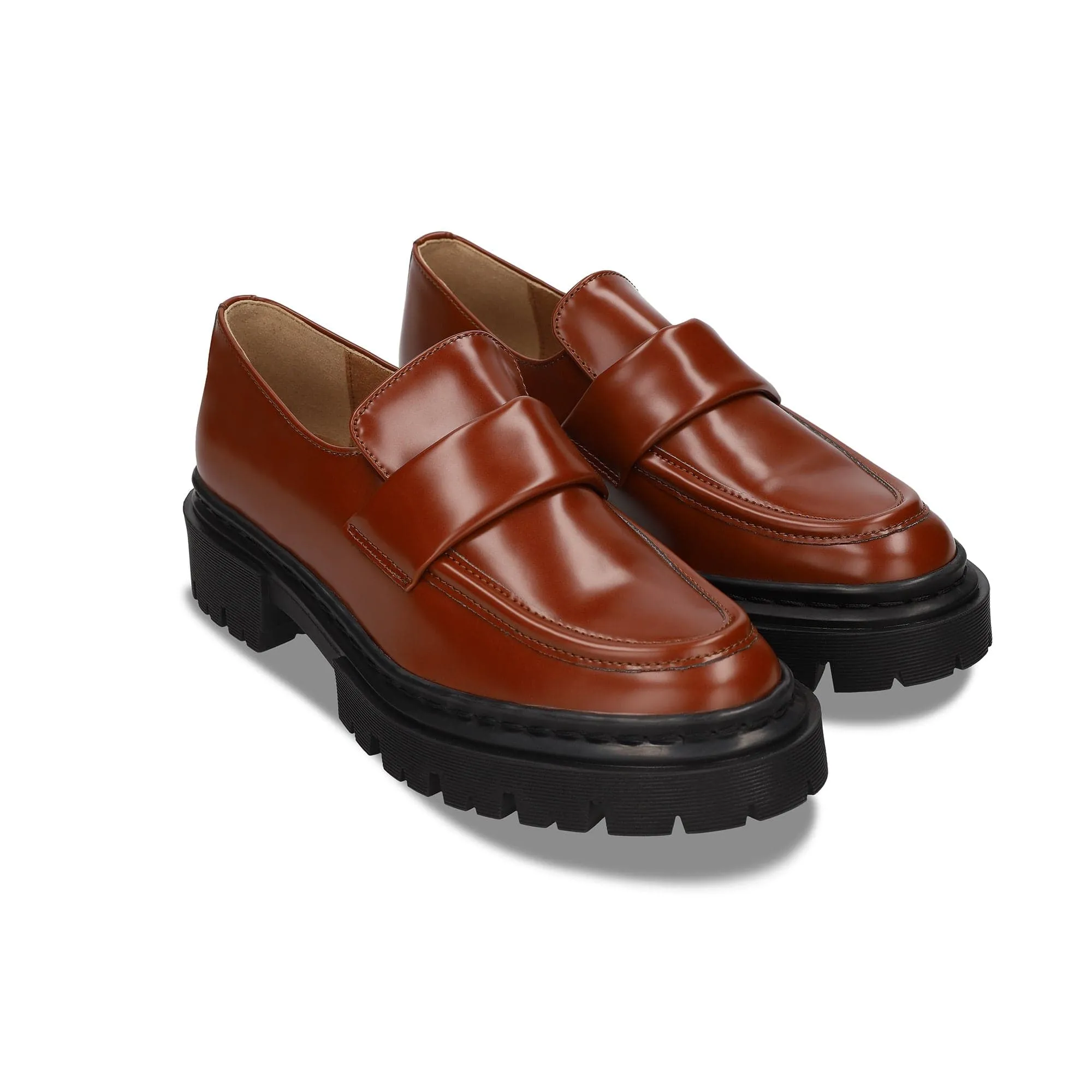 Esel Damen Vegane Leder Chunky Loafers | Braun