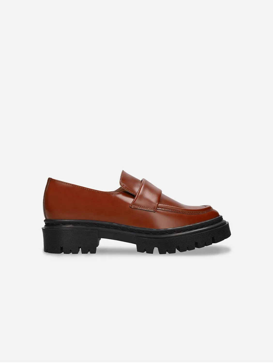 Esel Damen Vegane Leder Chunky Loafers | Braun