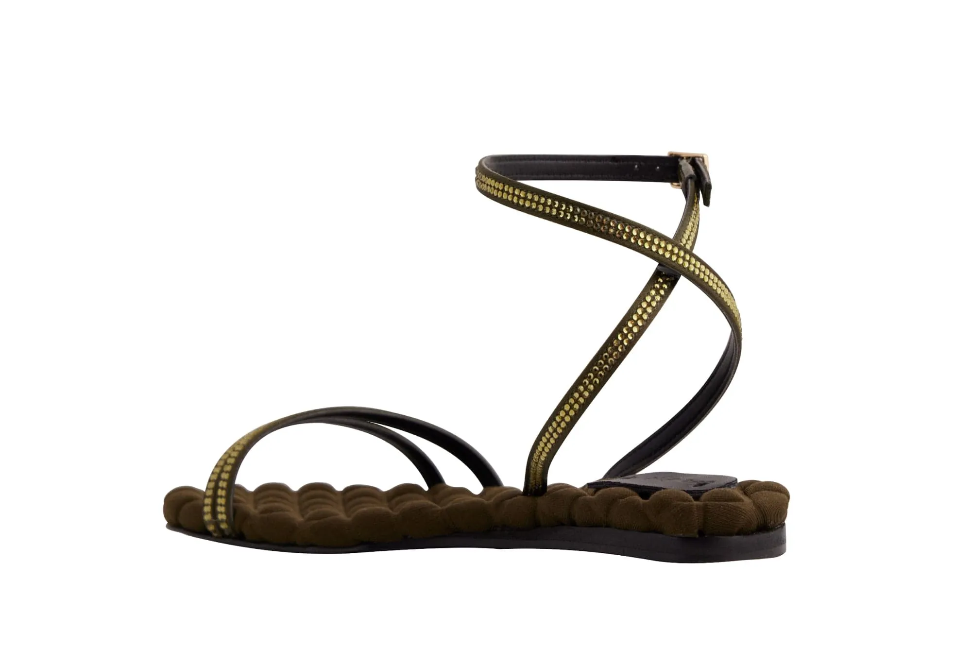 Faye Vegan Baumwoll-Sandalen mit Polsterung | Militär Kristall