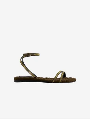 Faye Vegan Baumwoll-Sandalen mit Polsterung | Militär Kristall