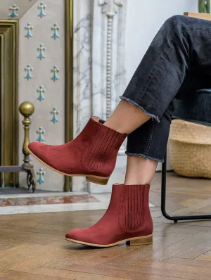 Firenze Veganes Wildleder Chelsea Boots mit Plissee | Ziegelrot