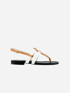 Gabriella Vegan Leder Gladiatoren Sandalen | Sand & Weiß