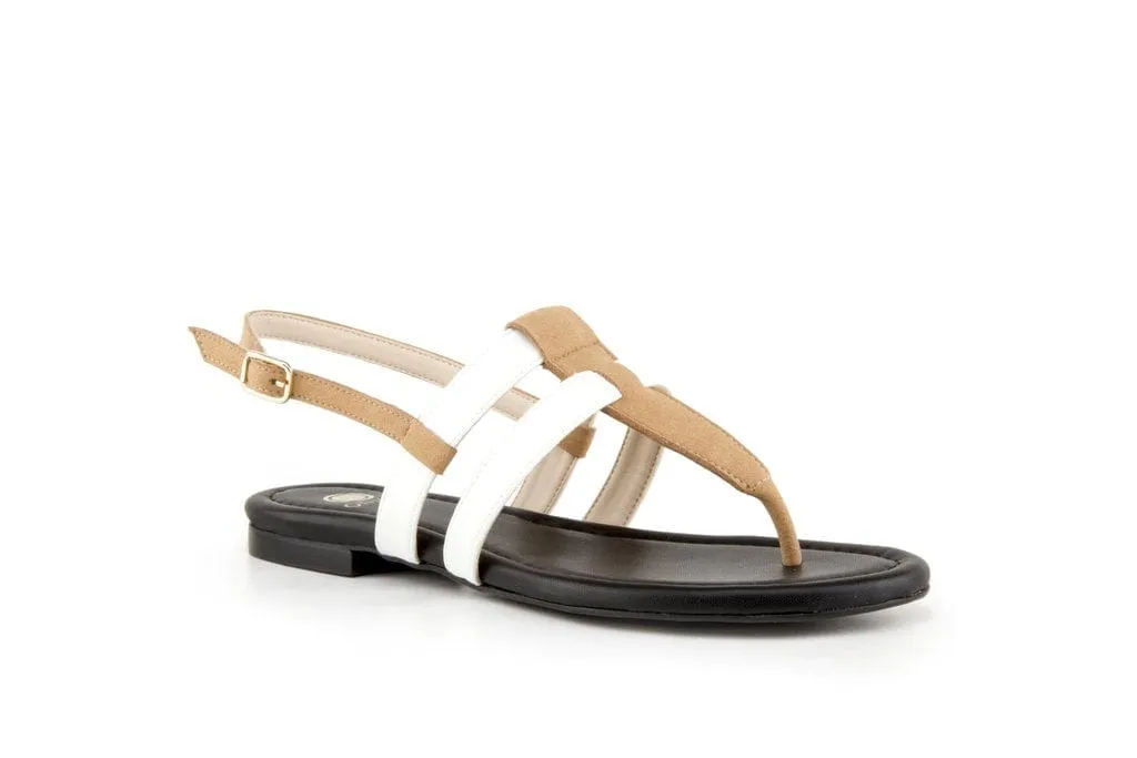 Gabriella Vegan Leder Gladiatoren Sandalen | Sand & Weiß