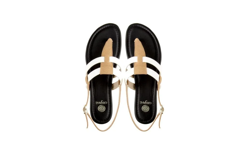 Gabriella Vegan Leder Gladiatoren Sandalen | Sand & Weiß