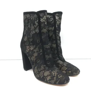 Gianvito Rossi Boleyn Stiefel Schwarz Wildleder-verziert Schnürung Größe 38.5