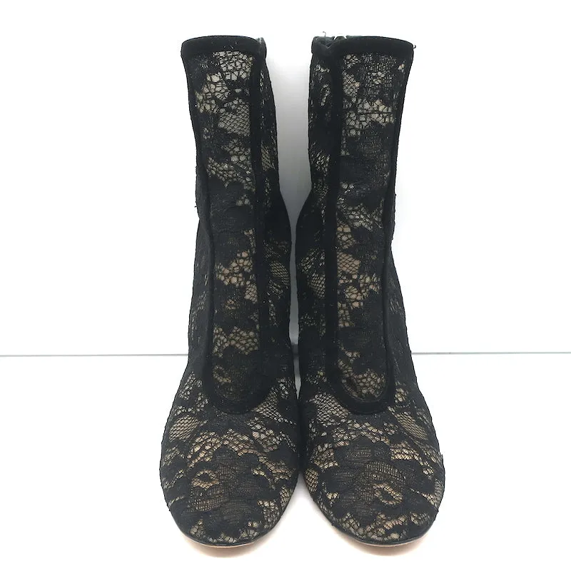 Gianvito Rossi Boleyn Stiefel Schwarz Wildleder-verziert Schnürung Größe 38.5