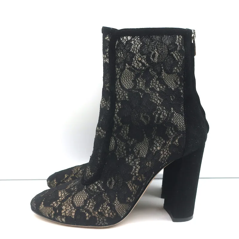 Gianvito Rossi Boleyn Stiefel Schwarz Wildleder-verziert Schnürung Größe 38.5