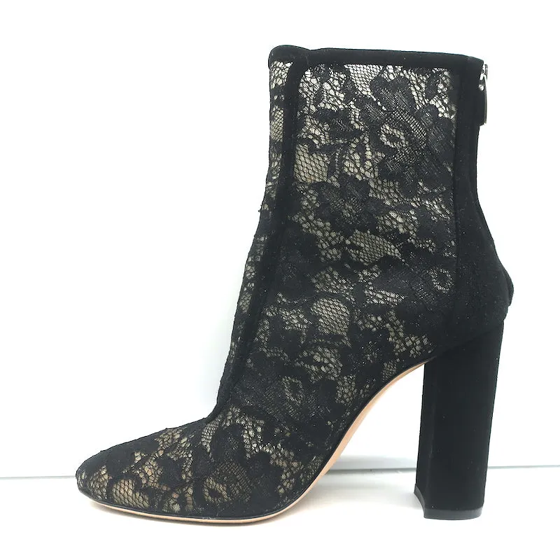 Gianvito Rossi Boleyn Stiefel Schwarz Wildleder-verziert Schnürung Größe 38.5