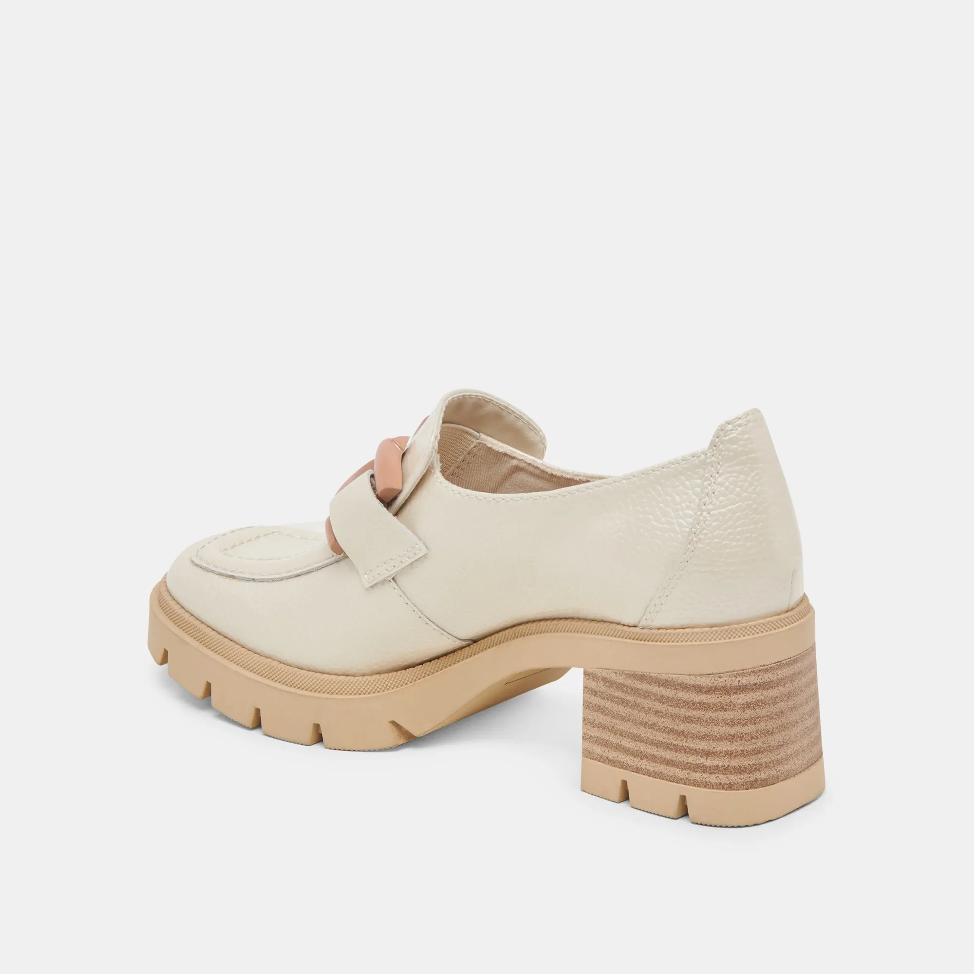 HAROLD HEELS IVORY PATENTLEDER