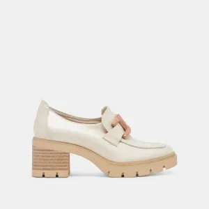 HAROLD HEELS IVORY PATENTLEDER