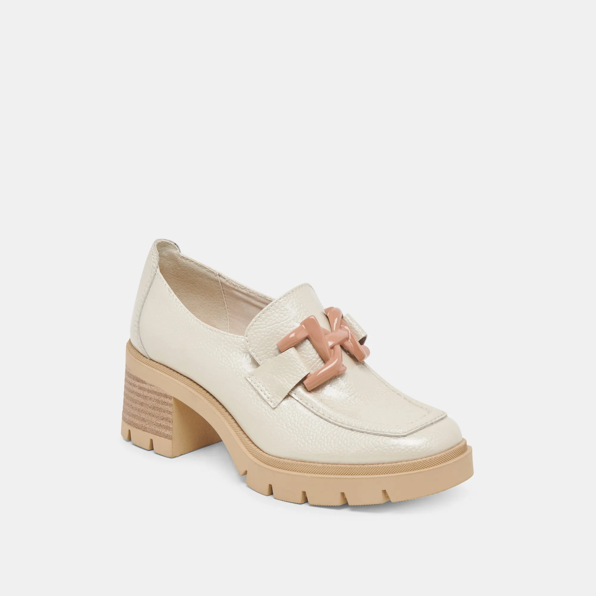 HAROLD HEELS IVORY PATENTLEDER