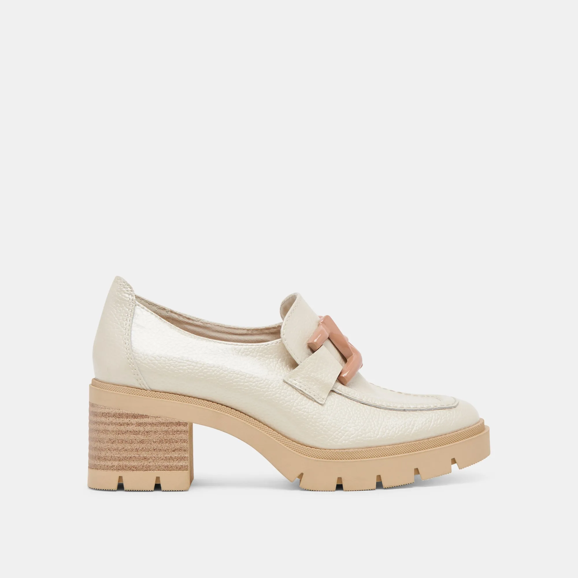 HAROLD HEELS IVORY PATENTLEDER