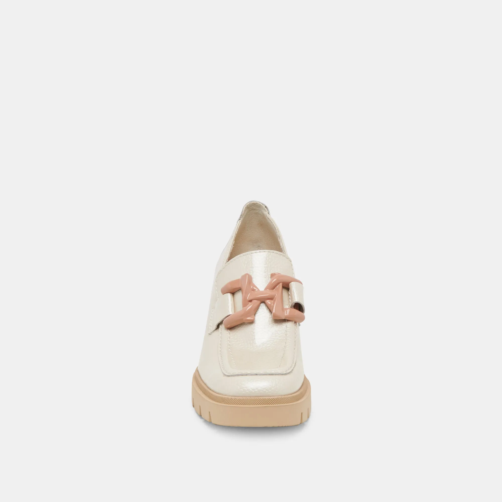 HAROLD HEELS IVORY PATENTLEDER