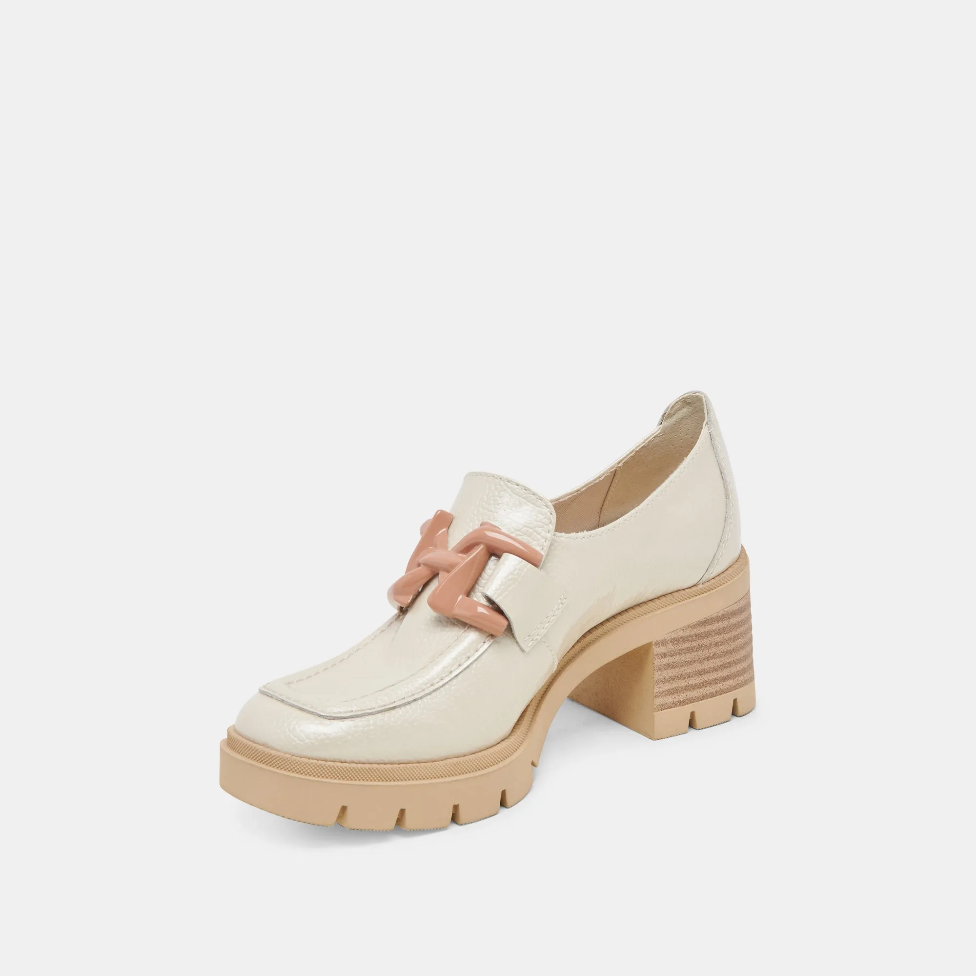 HAROLD HEELS IVORY PATENTLEDER