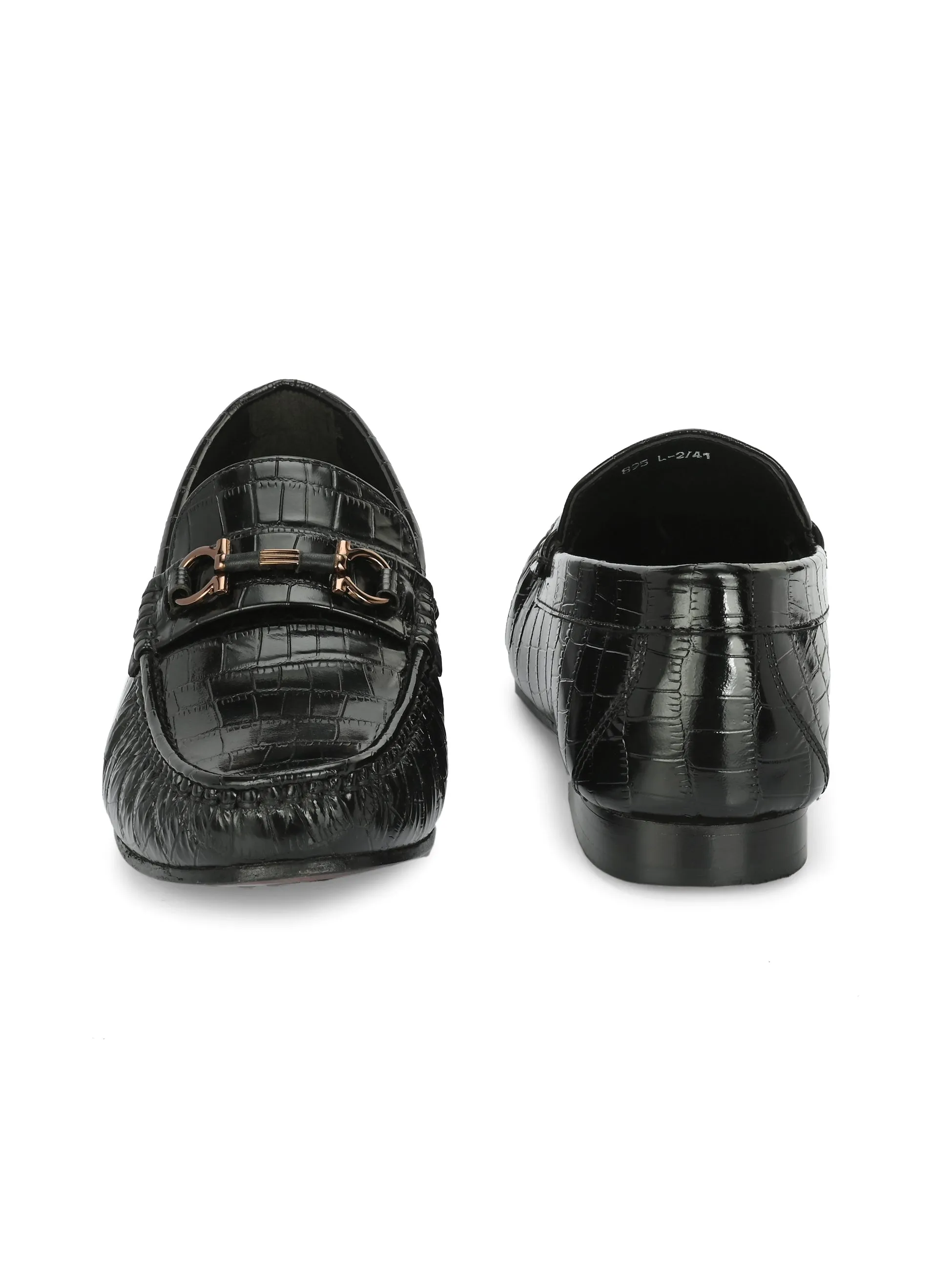 Hitz Herren Schwarze Leder Slip-On Bequeme Party-Loafer Schuhe